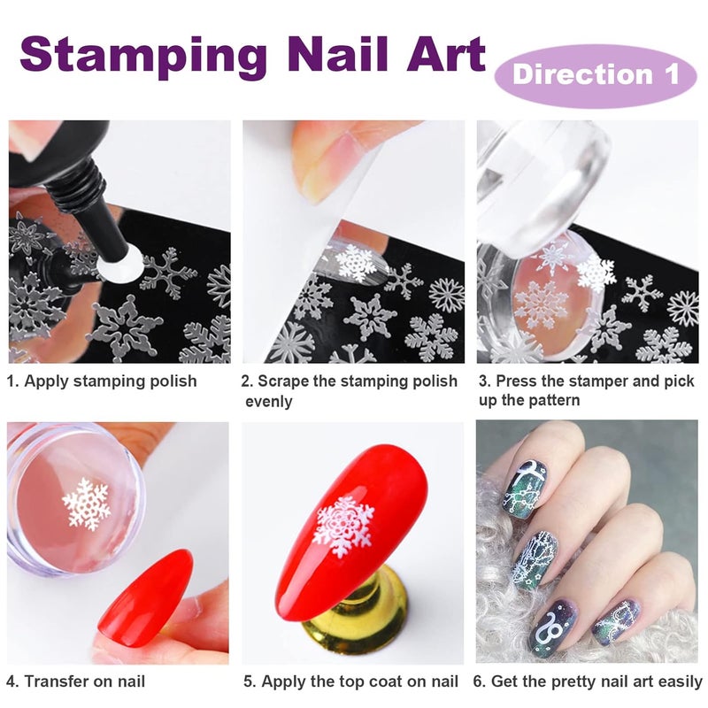 KAYZON Nail Stamper Nail Art Brushes, French Tip Nail Stamp Clear Nail Art Stamper Jelly with Scraper, 15pcs Nail Pen Brushes, Soft Silicone Stamper Printer DIY French Tip Nail Stamping Manicure Tool - Image 2
